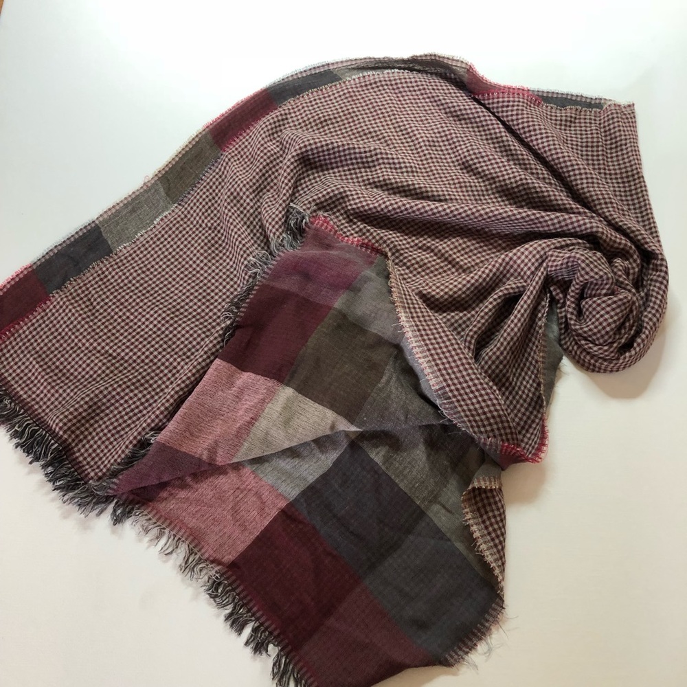 Blue Pacific red plaid silk scarf